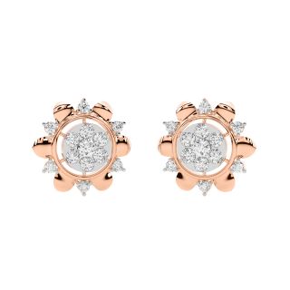 Rosy Round Diamond Stud Earrings